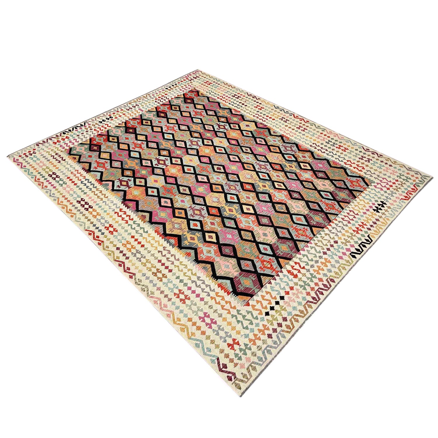 Hand Knotted Afghan Style Kilim 13' 3" x 18' 10" ft / 403 x 575 cm - No. Y39309