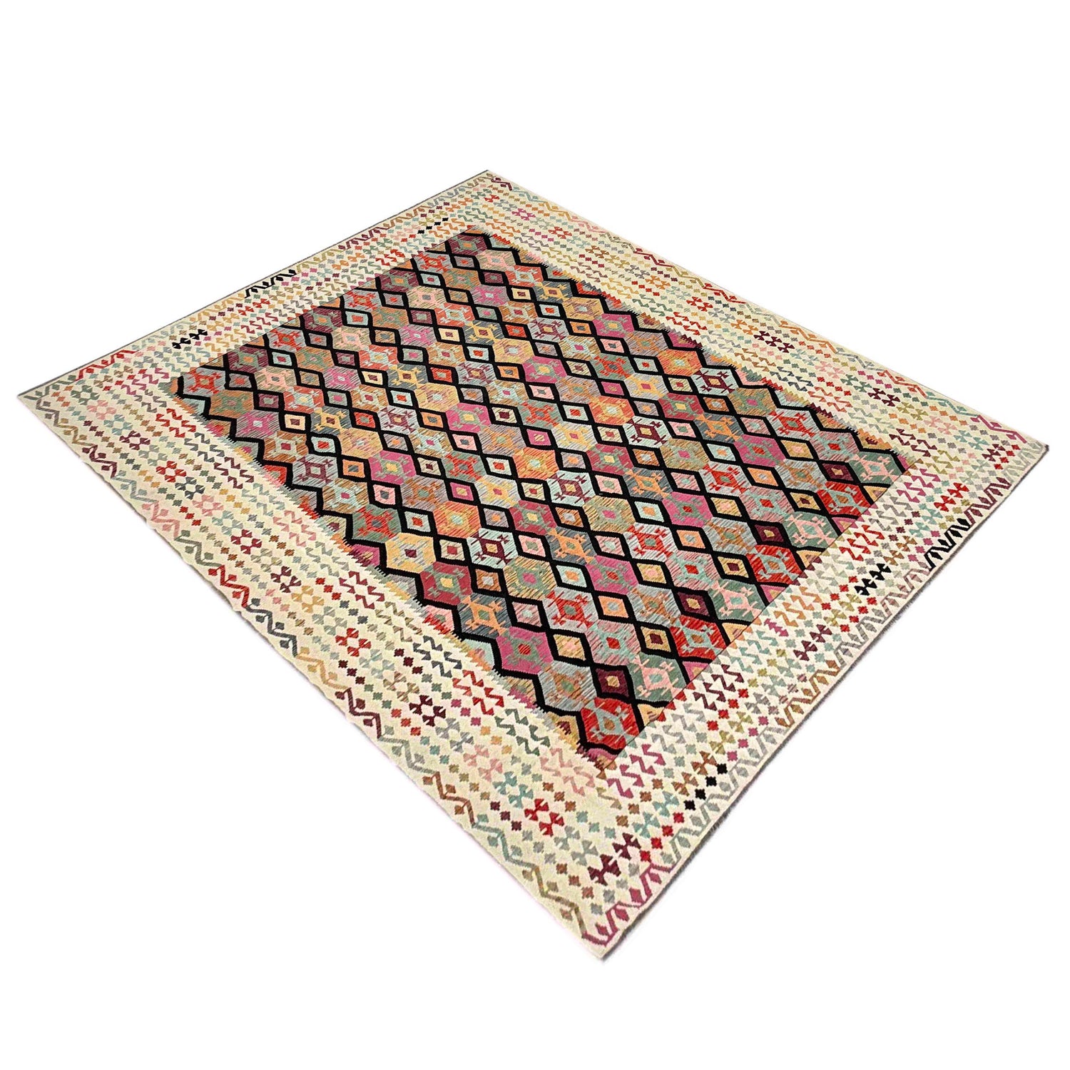 Hand Knotted Afghan Style Kilim 13' 3" x 18' 10" ft / 403 x 575 cm - No. Y39309