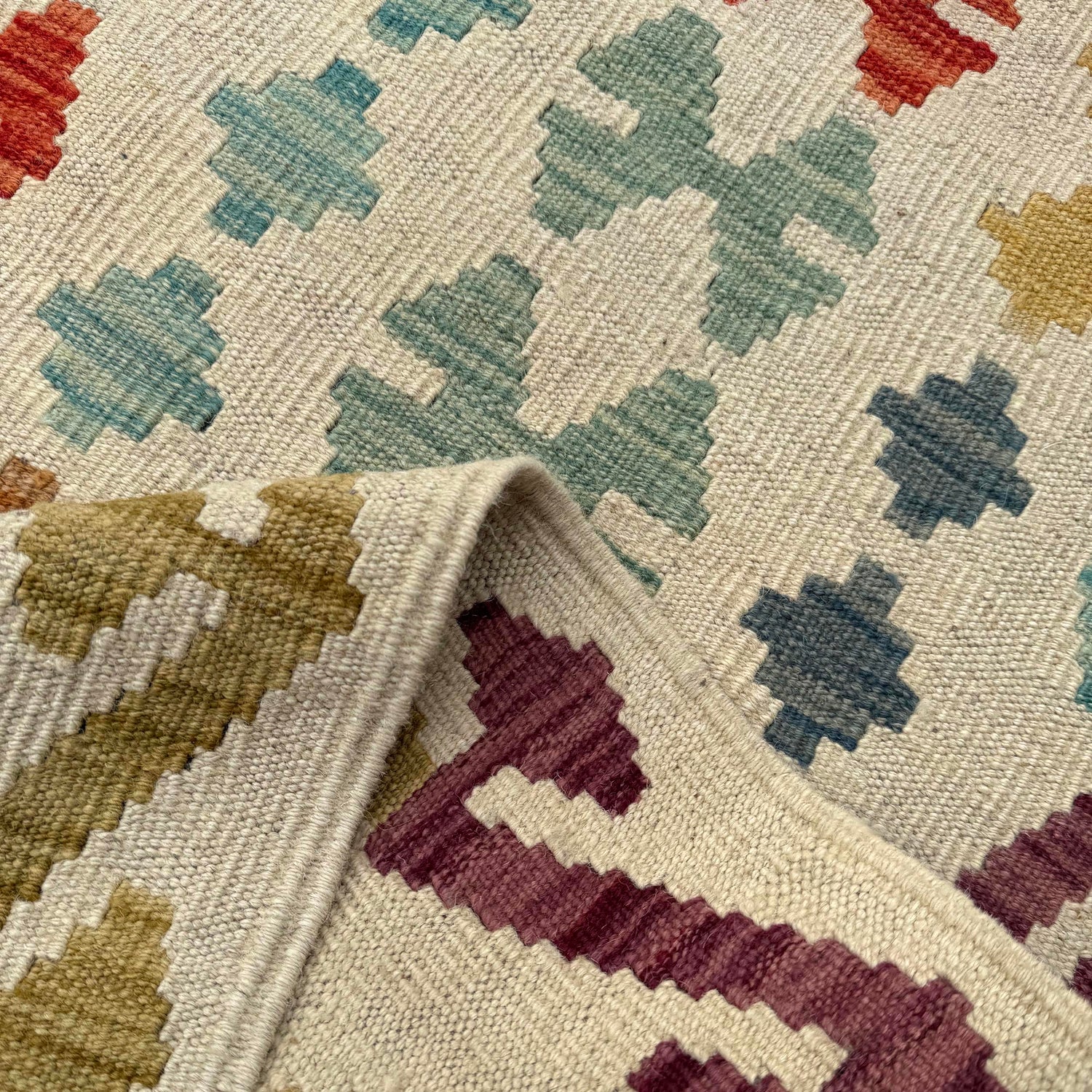 Hand Knotted Afghan Style Kilim 13' 3" x 18' 10" ft / 403 x 575 cm - No. Y39309