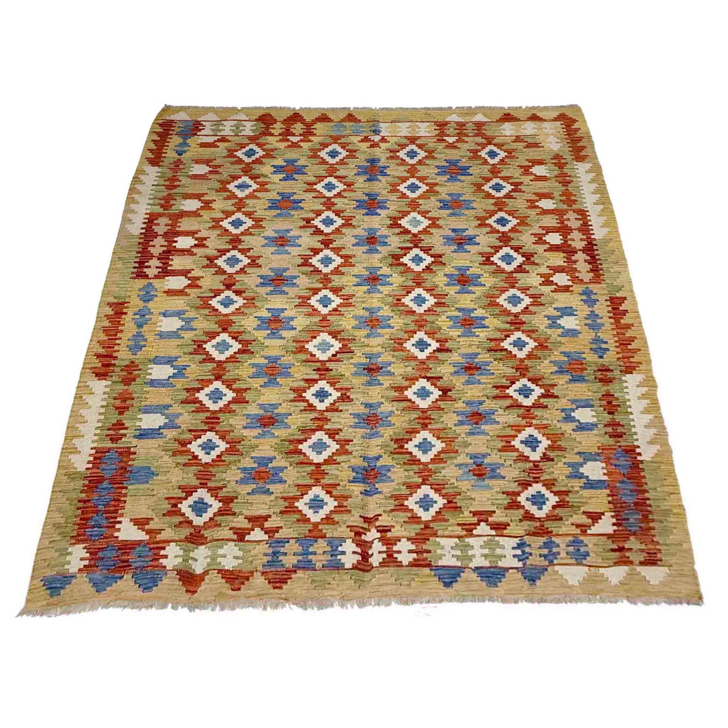 Handmade Turkish Design Wool Kilim 6' 0" x 8' 0" ft / 182 x 245 cm - No. Y39311
