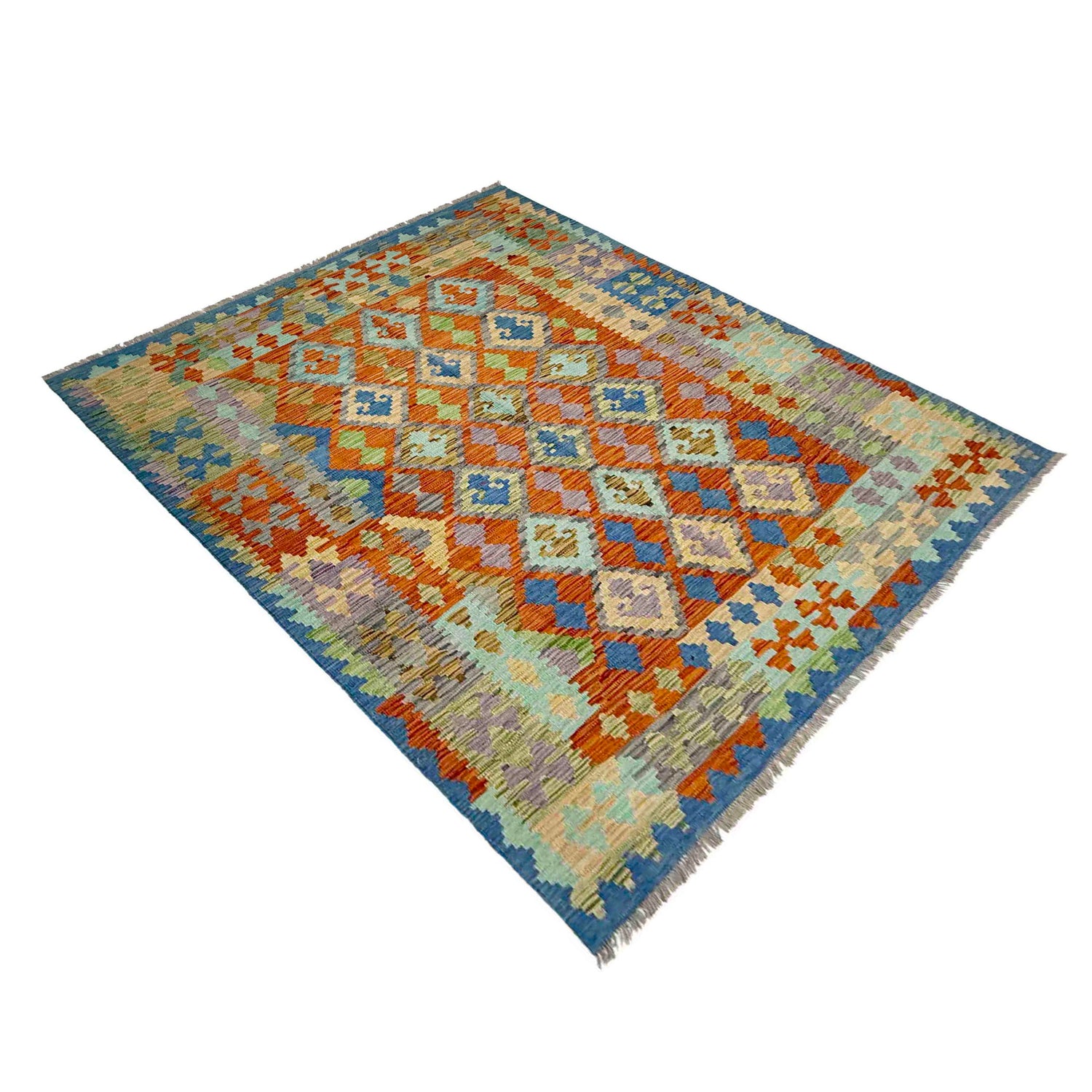 Hand Knotted Flatweave Kilim 5' 8" x 7' 8" ft / 173 x 234 cm - No. Y39313