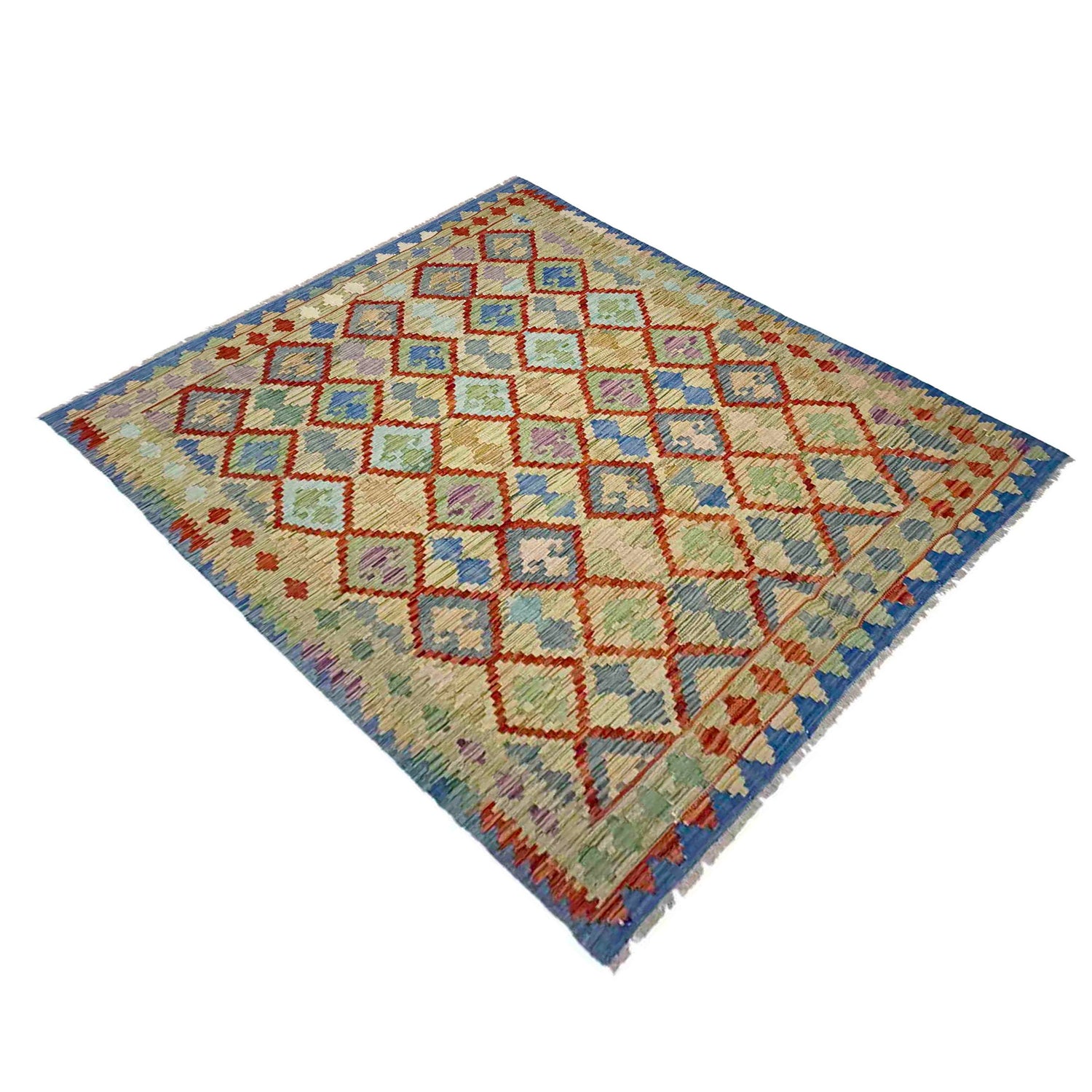 Handmade Afghan Vegetable Kilim 5' 11" x 7' 9" ft / 180 x 236 cm - No. Y39315