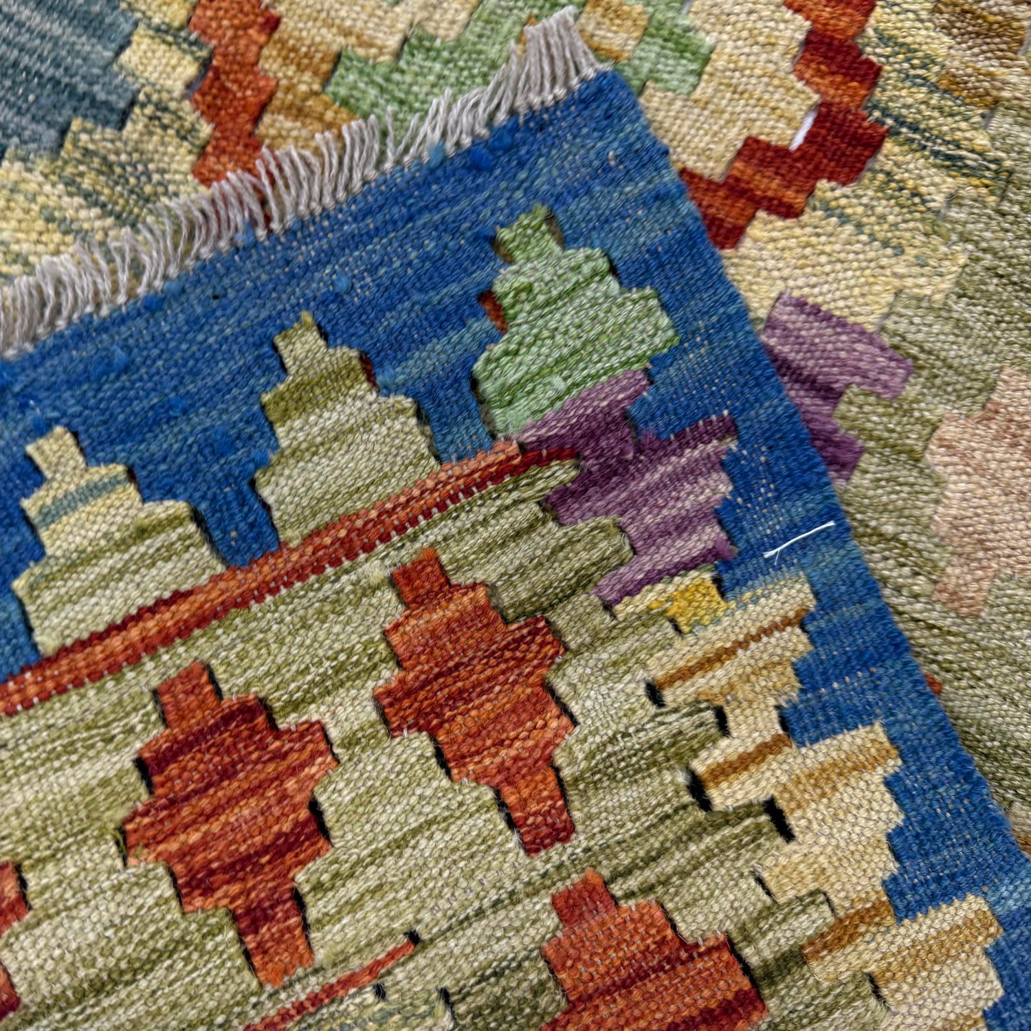 Handmade Afghan Vegetable Kilim 5' 11" x 7' 9" ft / 180 x 236 cm - No. Y39315