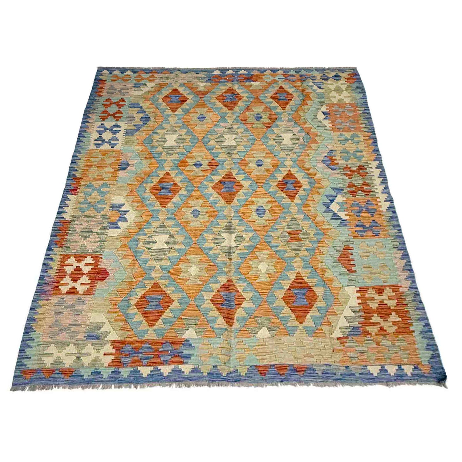 Hand Made Afghan Kilim 5' 10" x 8' 2" ft / 178 x 248 cm - No. Y39316