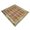 Multi Color ful Flat-Weave Wool Kilim 6' 0" x 7' 5" ft / 184 x 227 cm - No. Y39317