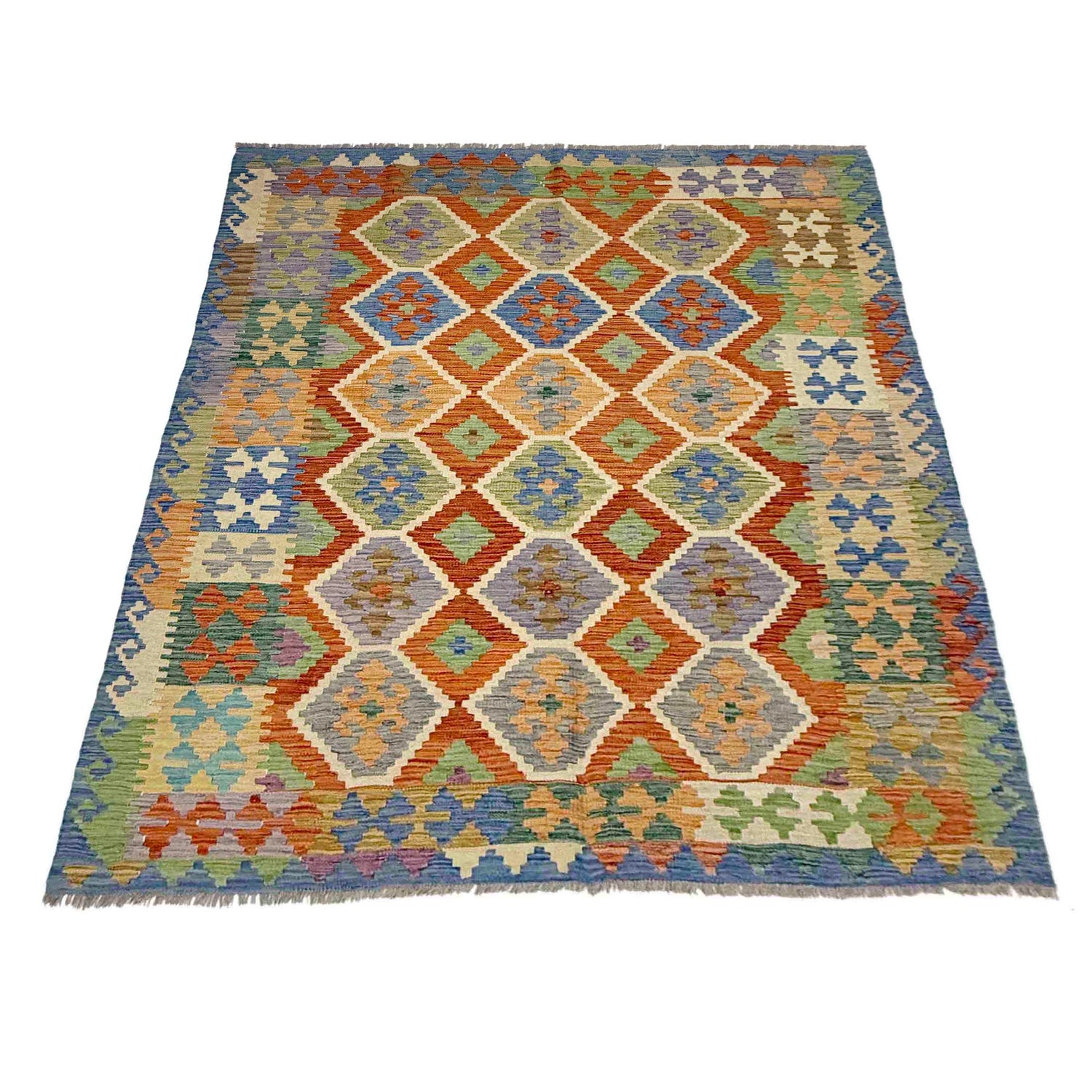 Handmade Vegetable Kilim 6' 0" x 7' 7" ft / 183 x 230 cm - No. Y39318