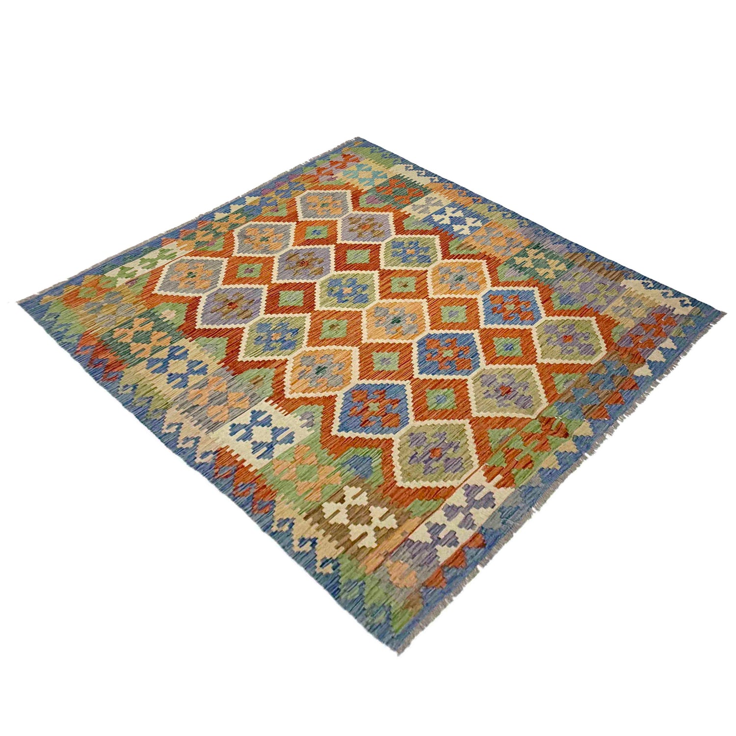 Handmade Vegetable Kilim 6' 0" x 7' 7" ft / 183 x 230 cm - No. Y39318