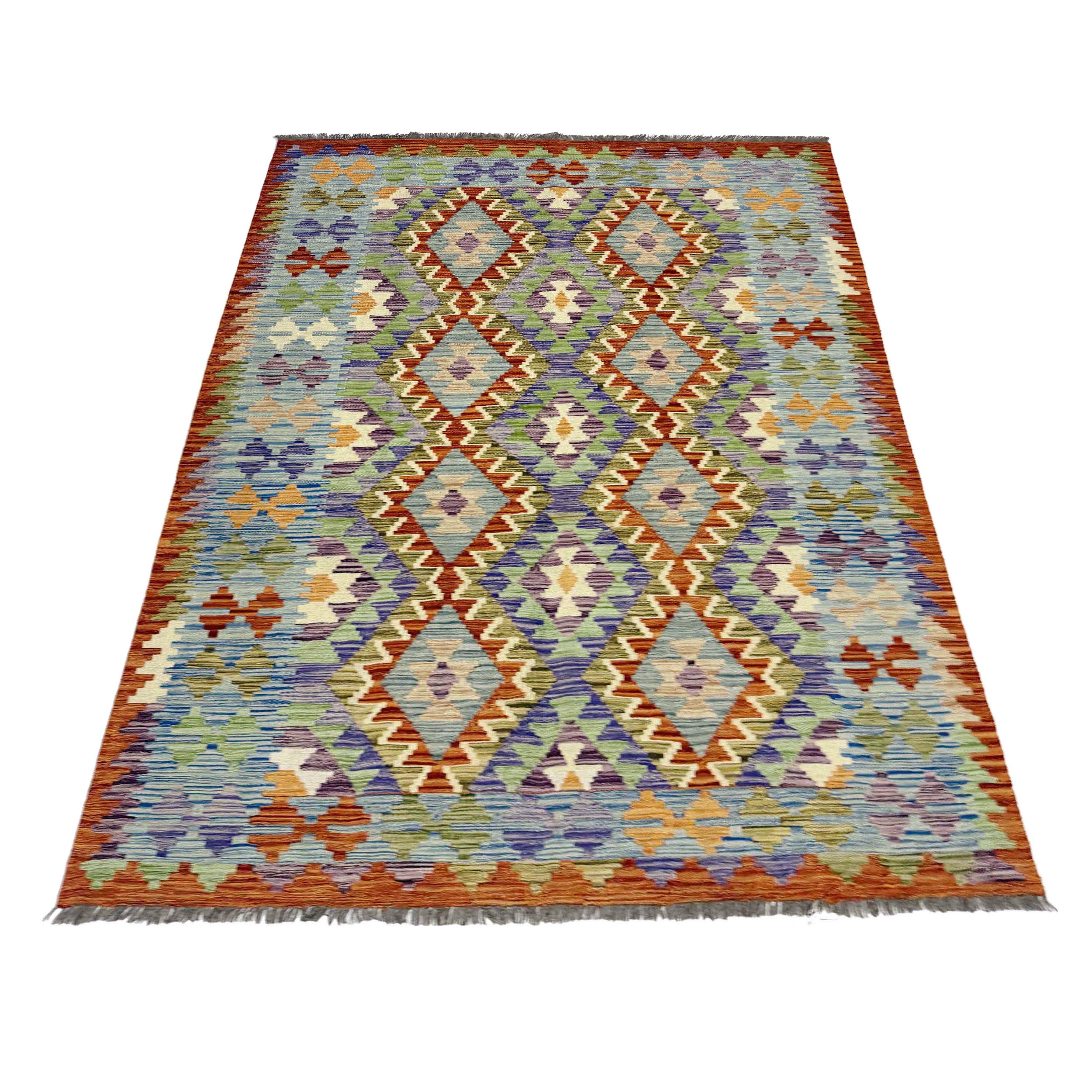Multi Color Handmade Vegetable Kilim Rug | Turkish Wool. – ALLRUGO