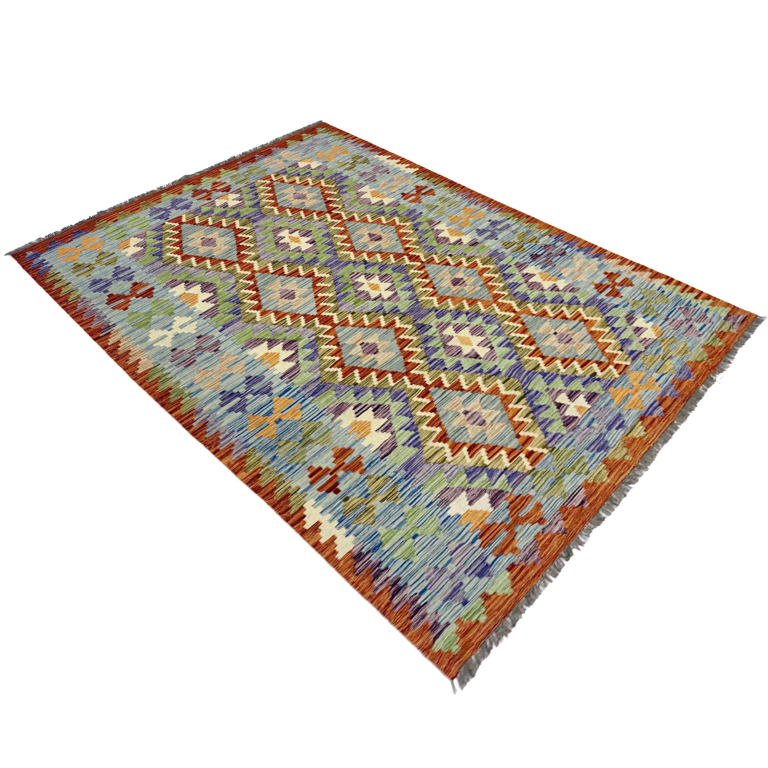 Multi Color Handmade Vegetable Kilim Rug | Turkish Wool. – ALLRUGO