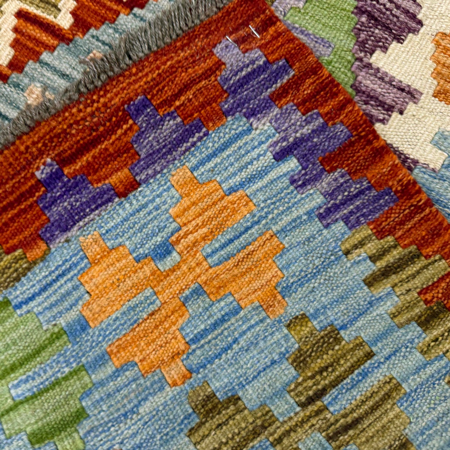 Hand Made Afghan Kilim 4' 1" x 6' 5" ft / 125 x 195 cm - No. Y39321