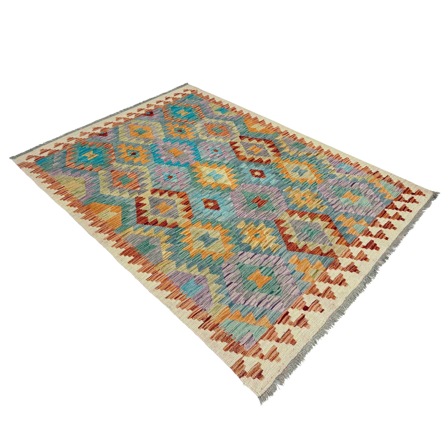 Handmade Vegetable Kilim 4' 0" x 5' 11" ft / 122 x 180 cm - No. Y39323