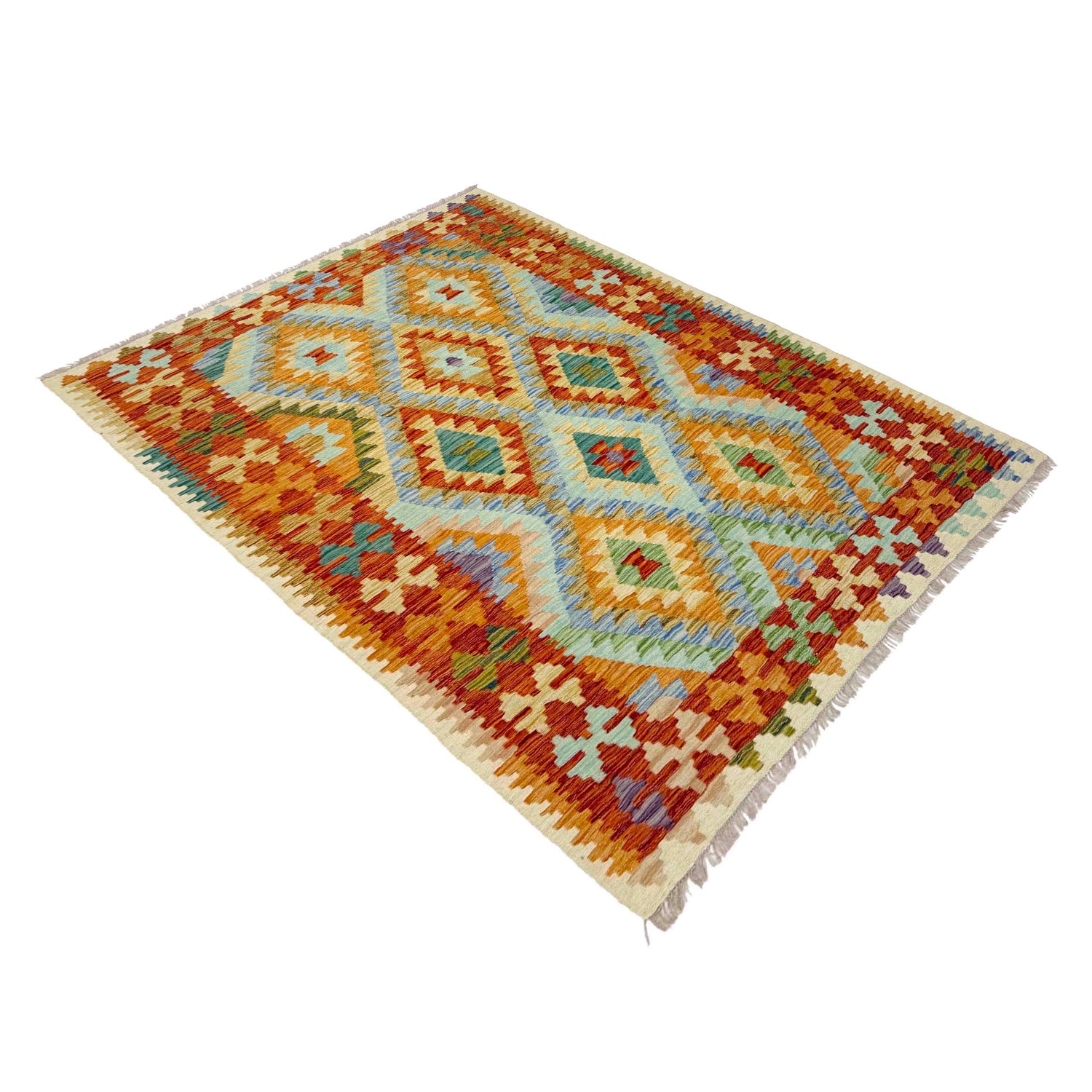 Handmade Vegetable Kelim 4' 2" x 5' 9" ft / 127 x 174 cm - No. Y39326