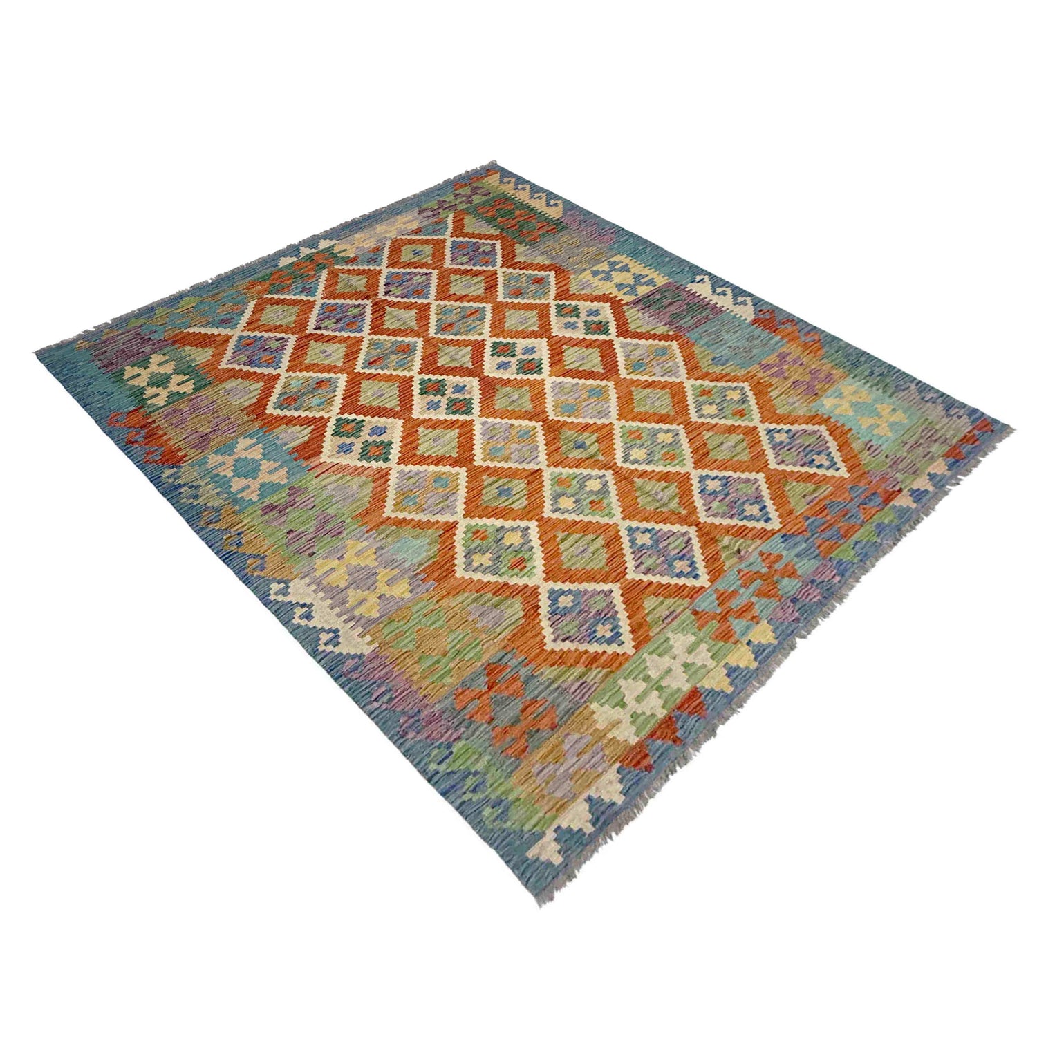 Hand Knotted Afghan Style Kilim 5' 10" x 7' 7" ft / 179 x 231 cm - No. Y39327
