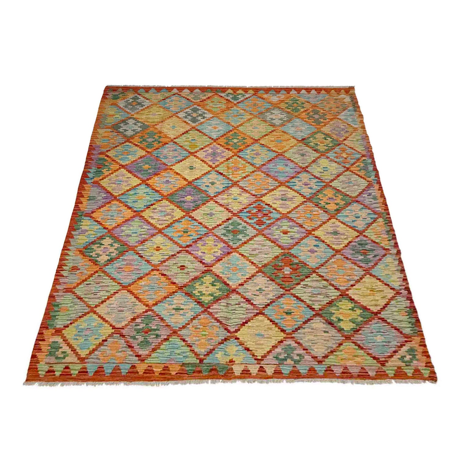 Hand Woven Wool Kelim 5' 9" x 8' 2" ft / 174 x 250 cm - No. Y39328