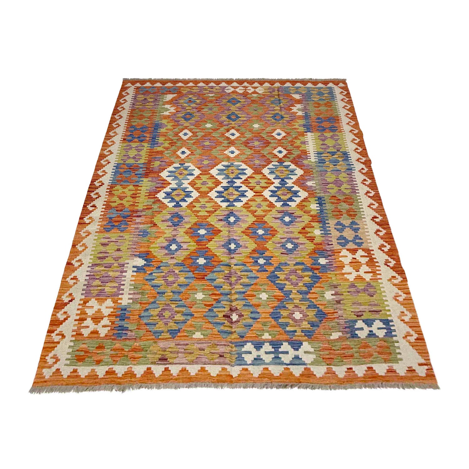Handmade Turkish Design Wool Kilim 5' 8" x 7' 9" ft / 173 x 236 cm - No. Y39329