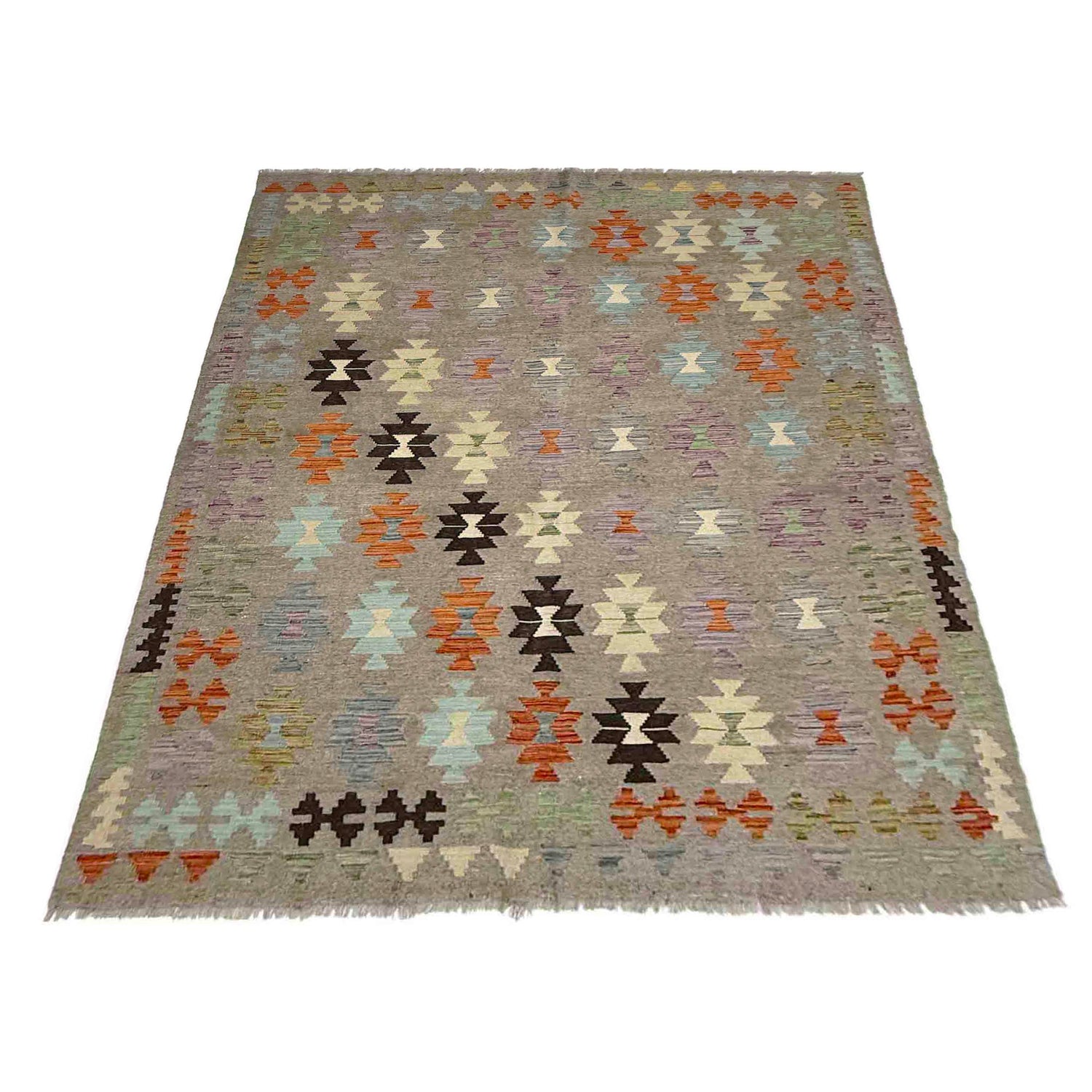 Hand Knotted Flatweave Kilim 5' 11" x 7' 10" ft / 181 x 240 cm - No. Y39331