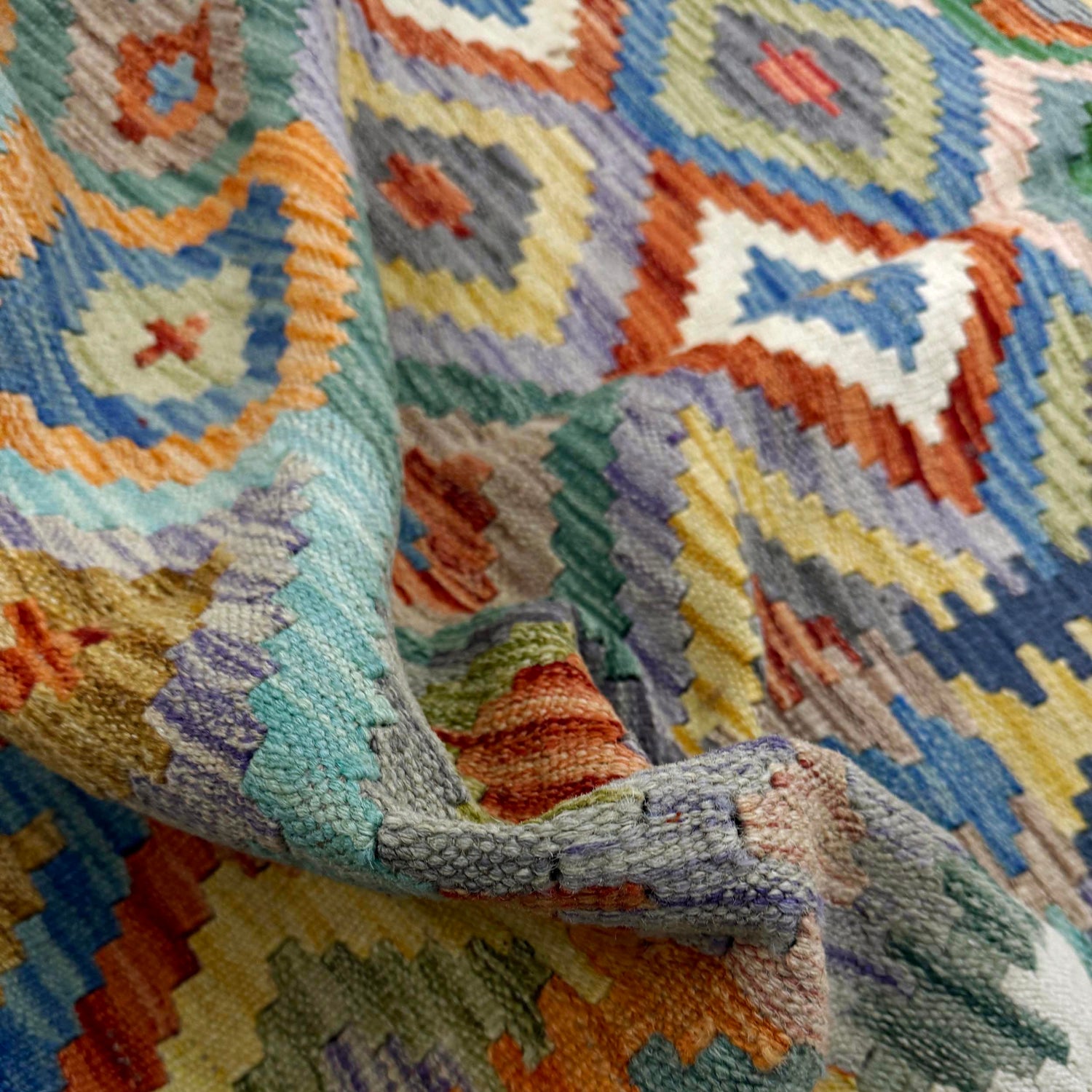 Hand Made Afghan Kilim 6' 1" x 8' 4" ft / 185 x 255 cm - No. Y39335