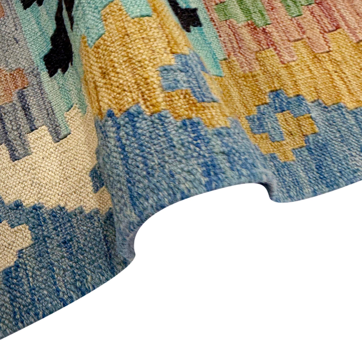 Multi Color ful Flat-Weave Wool Kilim 5' 10" x 7' 6" ft / 178 x 229 cm - No. Y39336