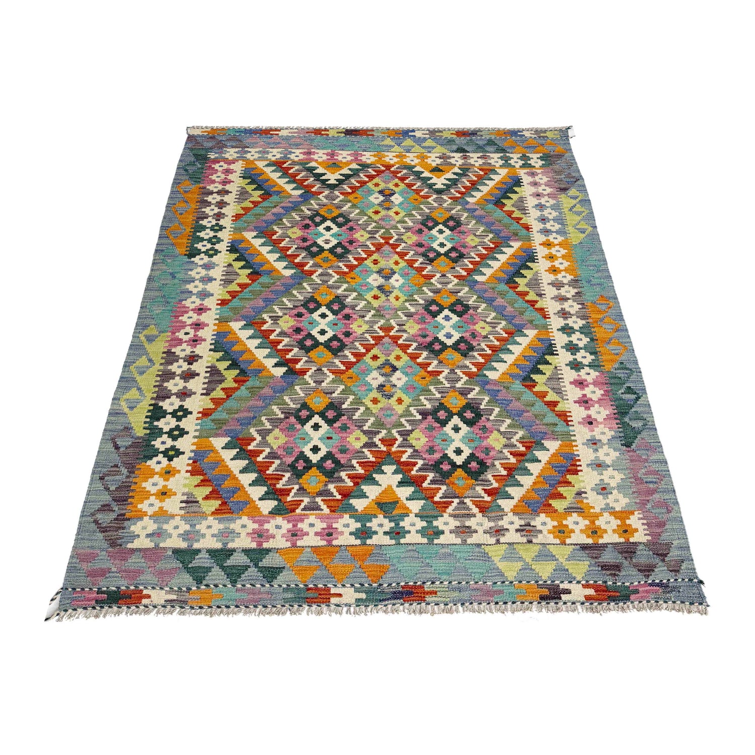 Hand Knotted Flatweave Kilim 4' 3" x 6' 3" ft / 130 x 191 cm - No. Y39345