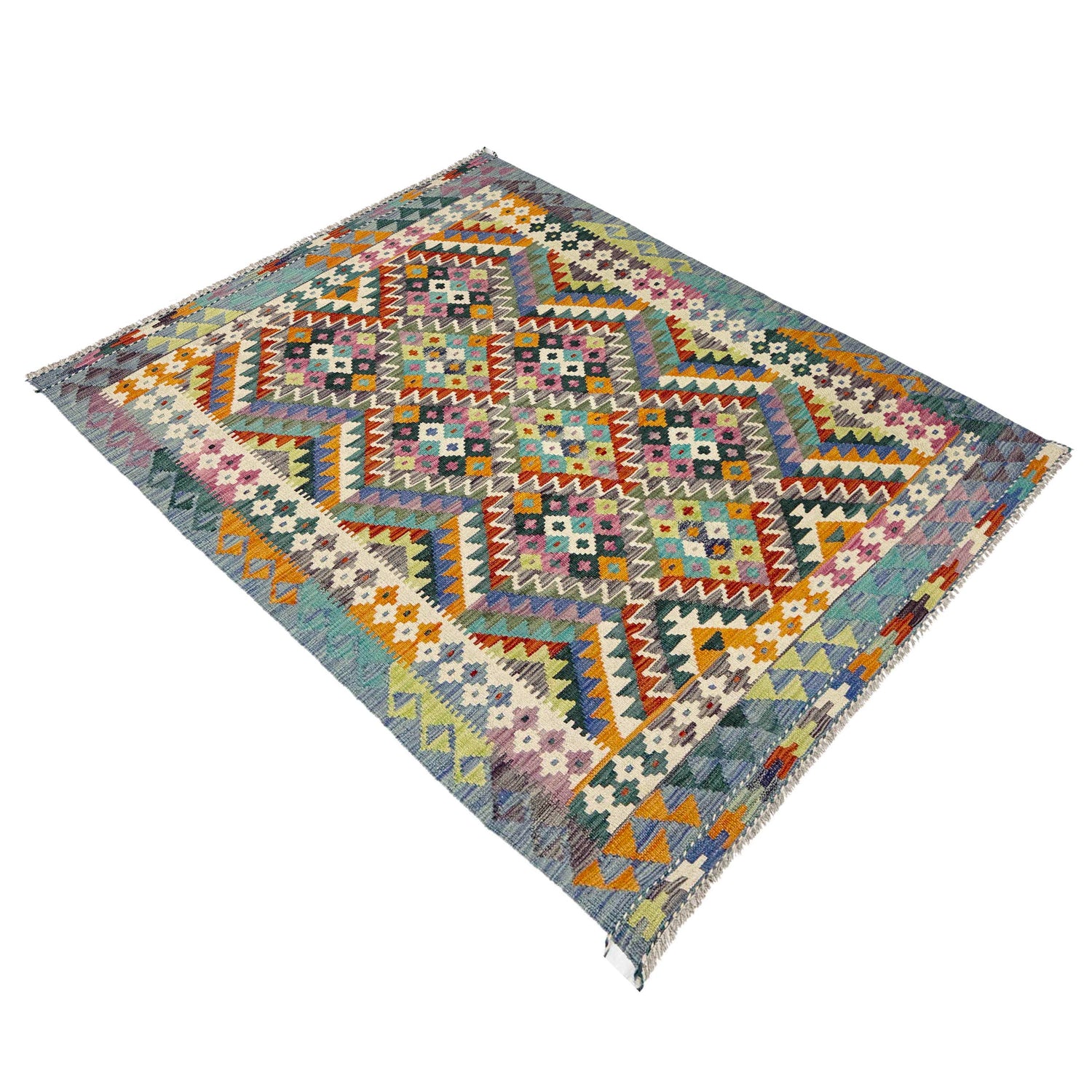 Hand Knotted Flatweave Kilim 4' 3" x 6' 3" ft / 130 x 191 cm - No. Y39345