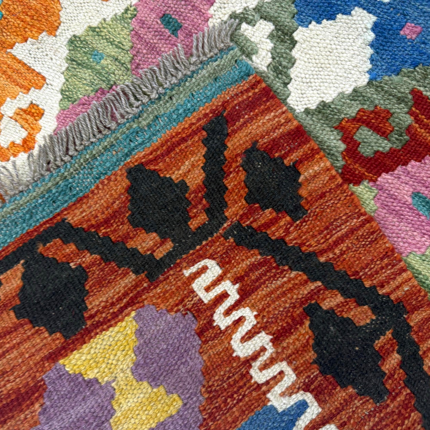 Hand Knotted Afghan Style Kilim 4' 4" x 6' 2" ft / 132 x 188 cm - No. Y39346