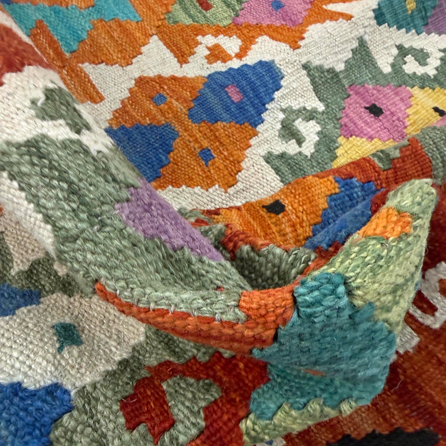 Hand Knotted Afghan Style Kilim 4' 4" x 6' 2" ft / 132 x 188 cm - No. Y39346