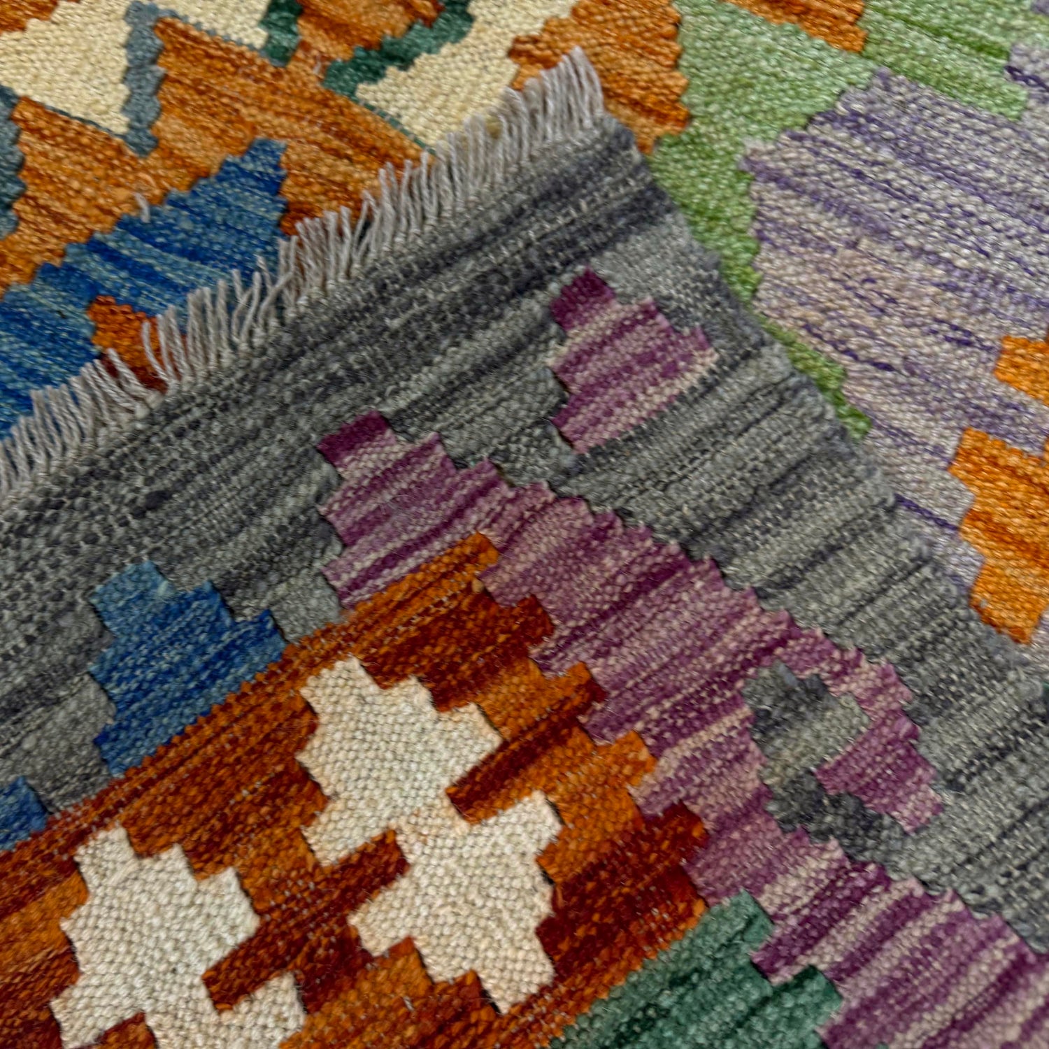 Hand Made Afghan Kilim 4' 2" x 6' 2" ft / 128 x 188 cm - No. Y39348