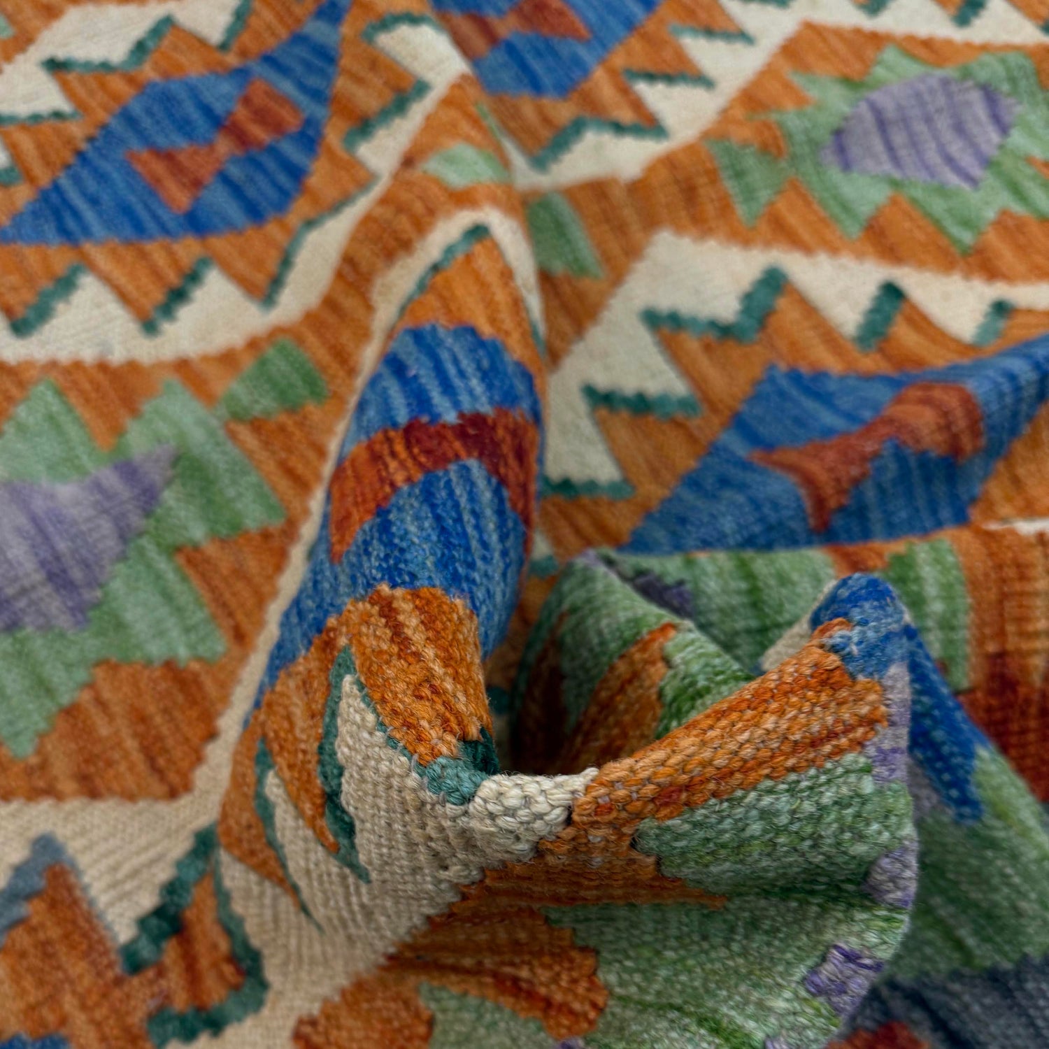 Hand Made Afghan Kilim 4' 2" x 6' 2" ft / 128 x 188 cm - No. Y39348