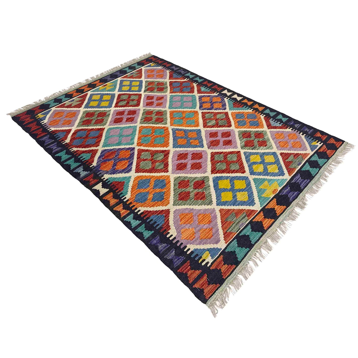 Handmade Vegetable Kelim 3' 5" x 5' 1" ft / 104 x 154 cm - No. Y39355