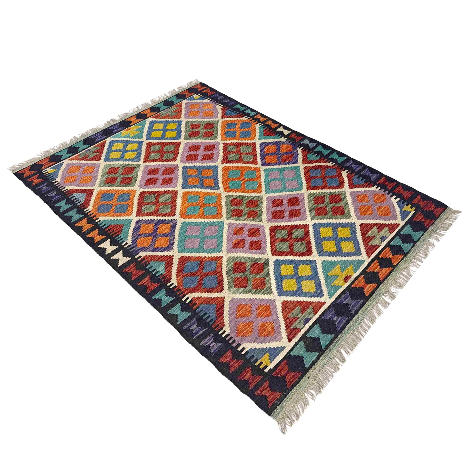 Handmade Vegetable Kelim 3' 5" x 5' 1" ft / 104 x 154 cm - No. Y39355