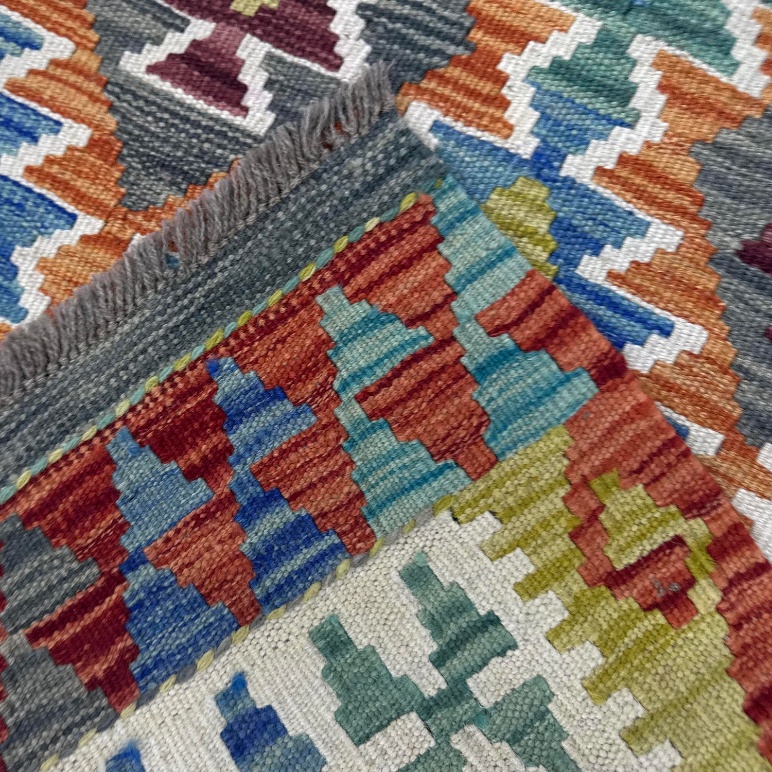 Hand Knotted Afghan Style Kilim 3' 4" x 5' 3" ft / 102 x 161 cm - No. Y39356