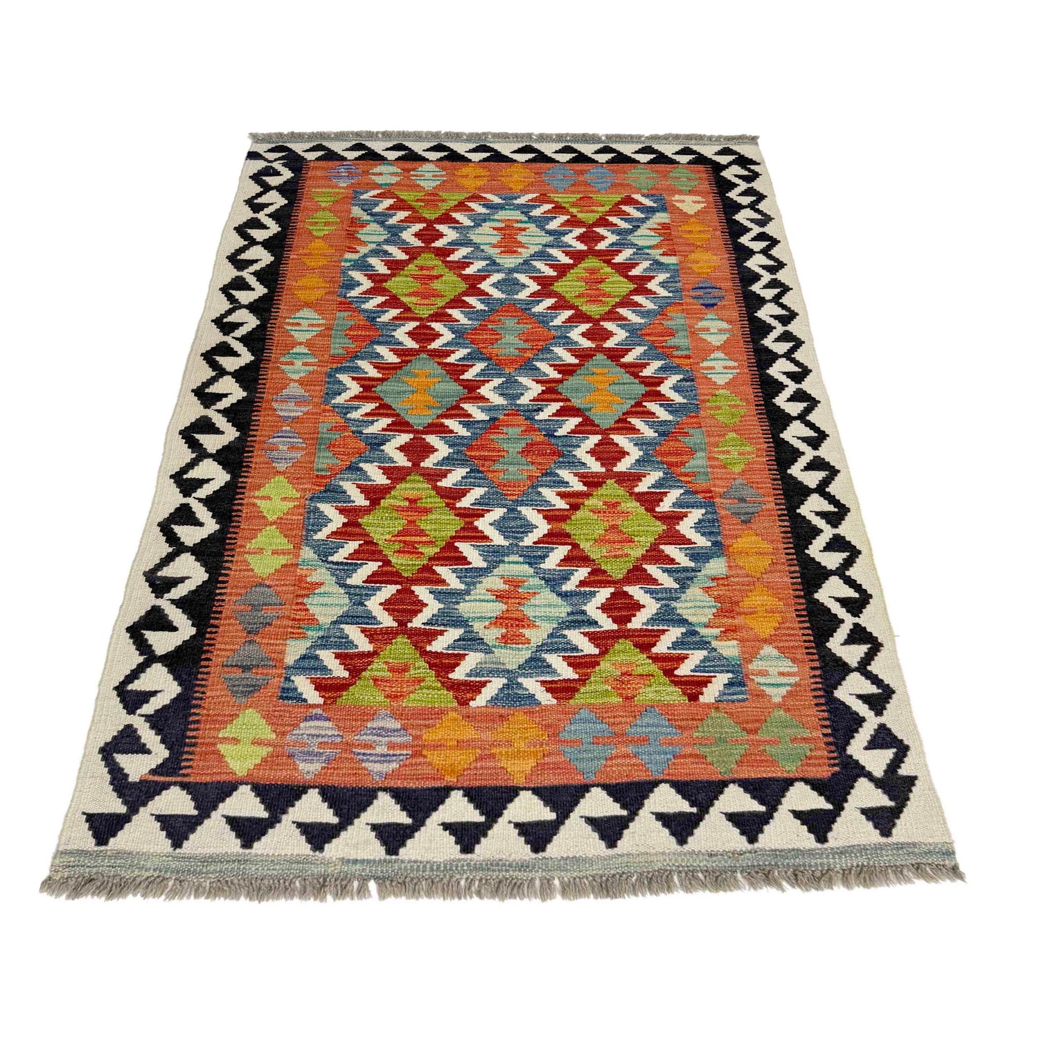 Hand Made Afghan Kilim 3' 3" x 4' 10" ft / 100 x 148 cm - No. Y39358