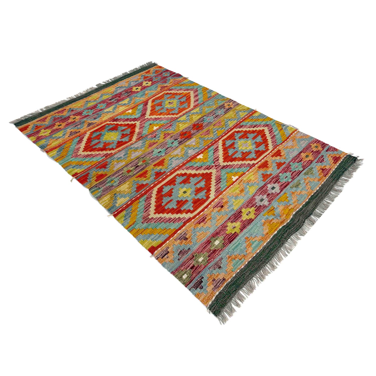 Handmade Vegetable Kilim 3' 3" x 4' 11" ft / 99 x 149 cm - No. Y39369