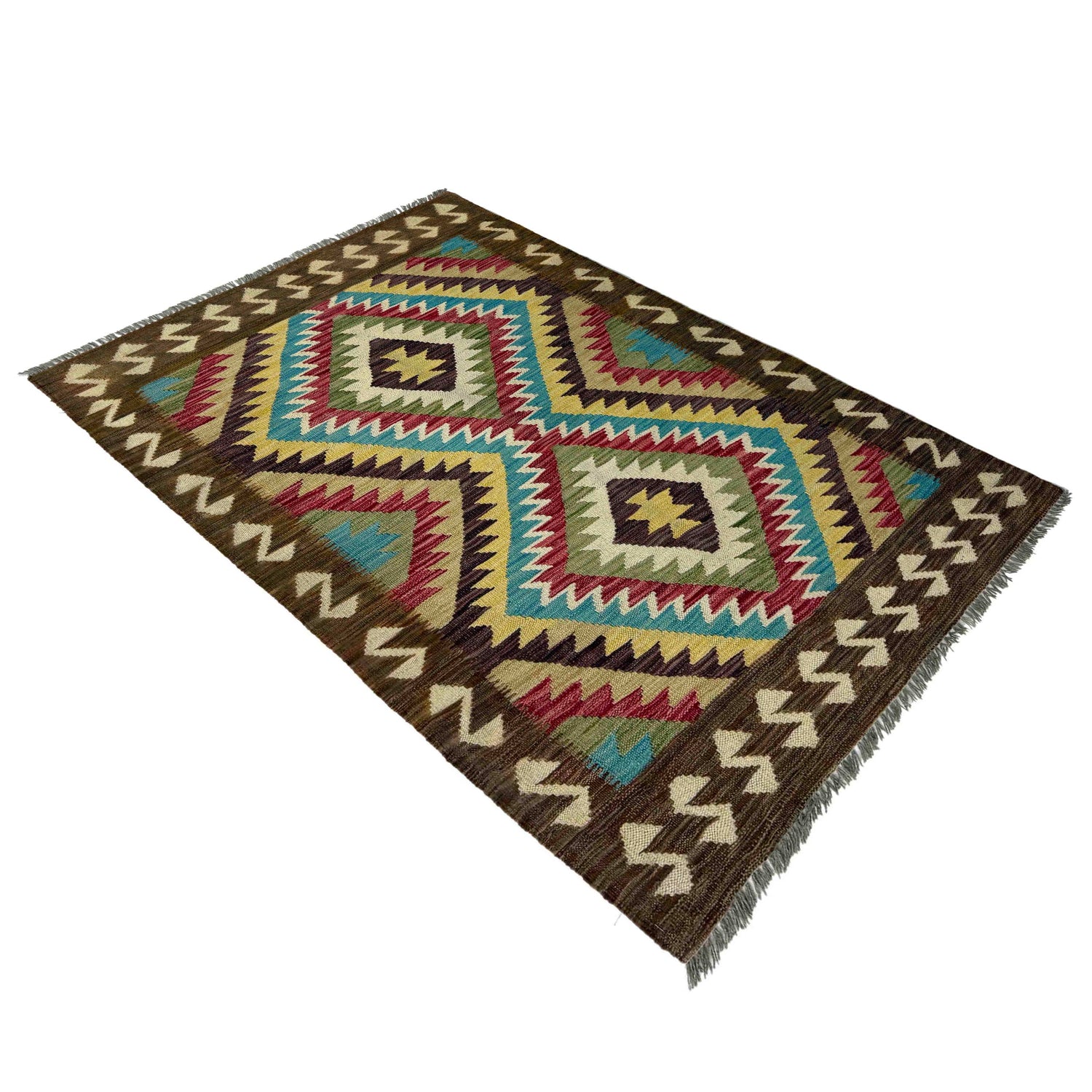 Hand Made Afghan Kilim 3' 3" x 5' 1" ft / 99 x 156 cm - No. Y39372