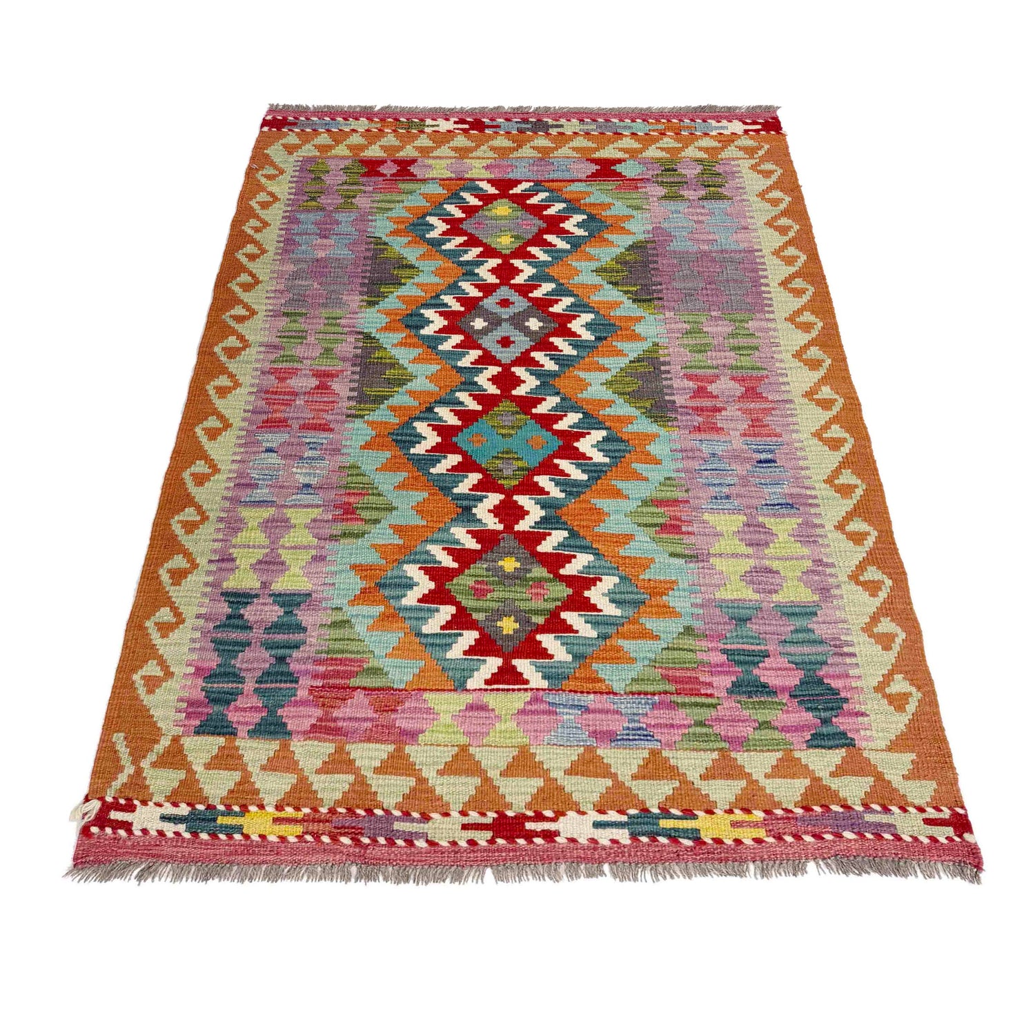 Handmade Vegetable Kelim 3' 0" x 4' 11" ft / 92 x 150 cm - No. Y39373