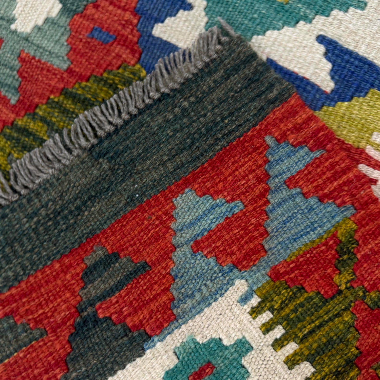 Hand Knotted Afghan Style Kilim 3' 5" x 5' 3" ft / 103 x 161 cm - No. Y39375