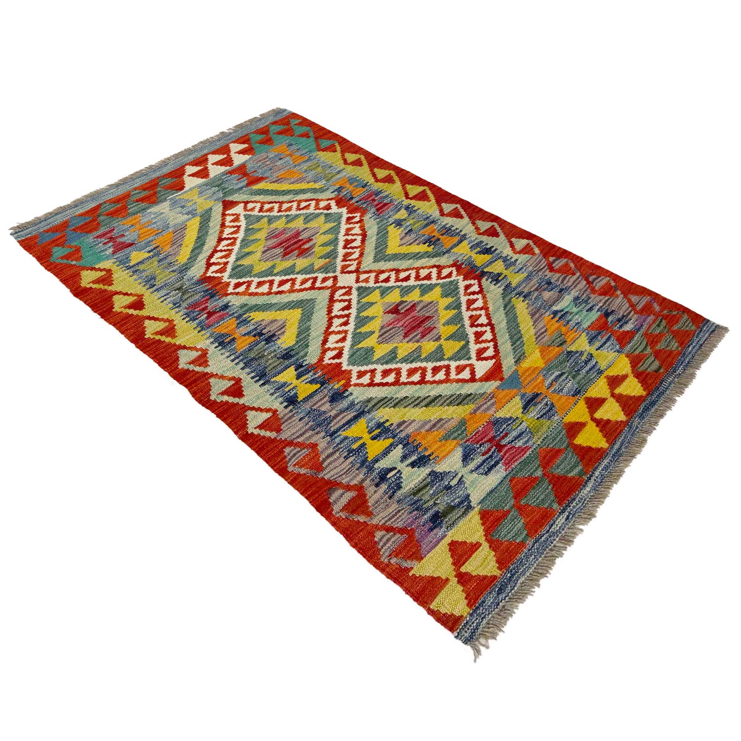 Hand Woven Wool Kelim 2' 7" x 4' 3" ft / 80 x 130 cm - No. Y39376