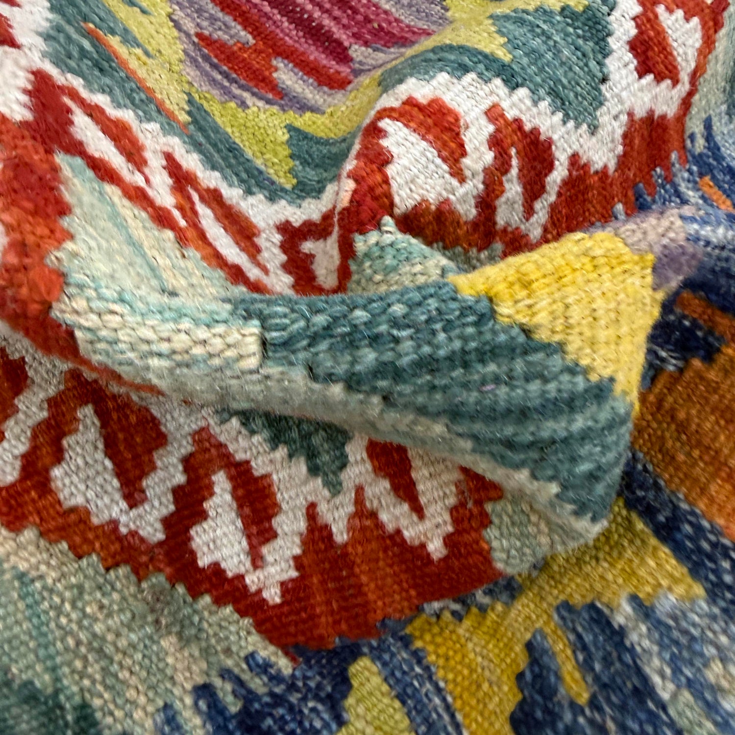Hand Woven Wool Kelim 2' 7" x 4' 3" ft / 80 x 130 cm - No. Y39376