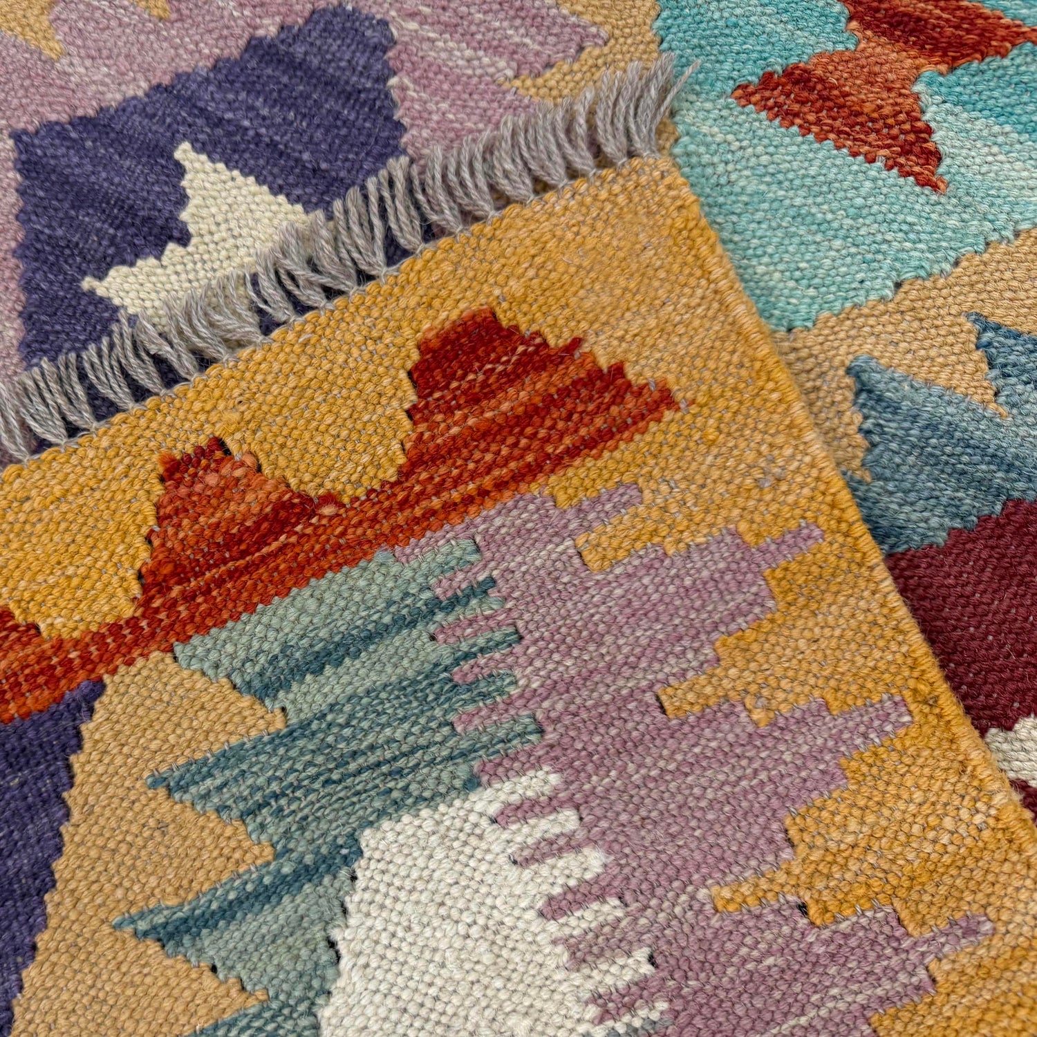 Hand Woven Wool Kelim 2' 10" x 4' 2" ft / 87 x 127 cm - No. Y39377