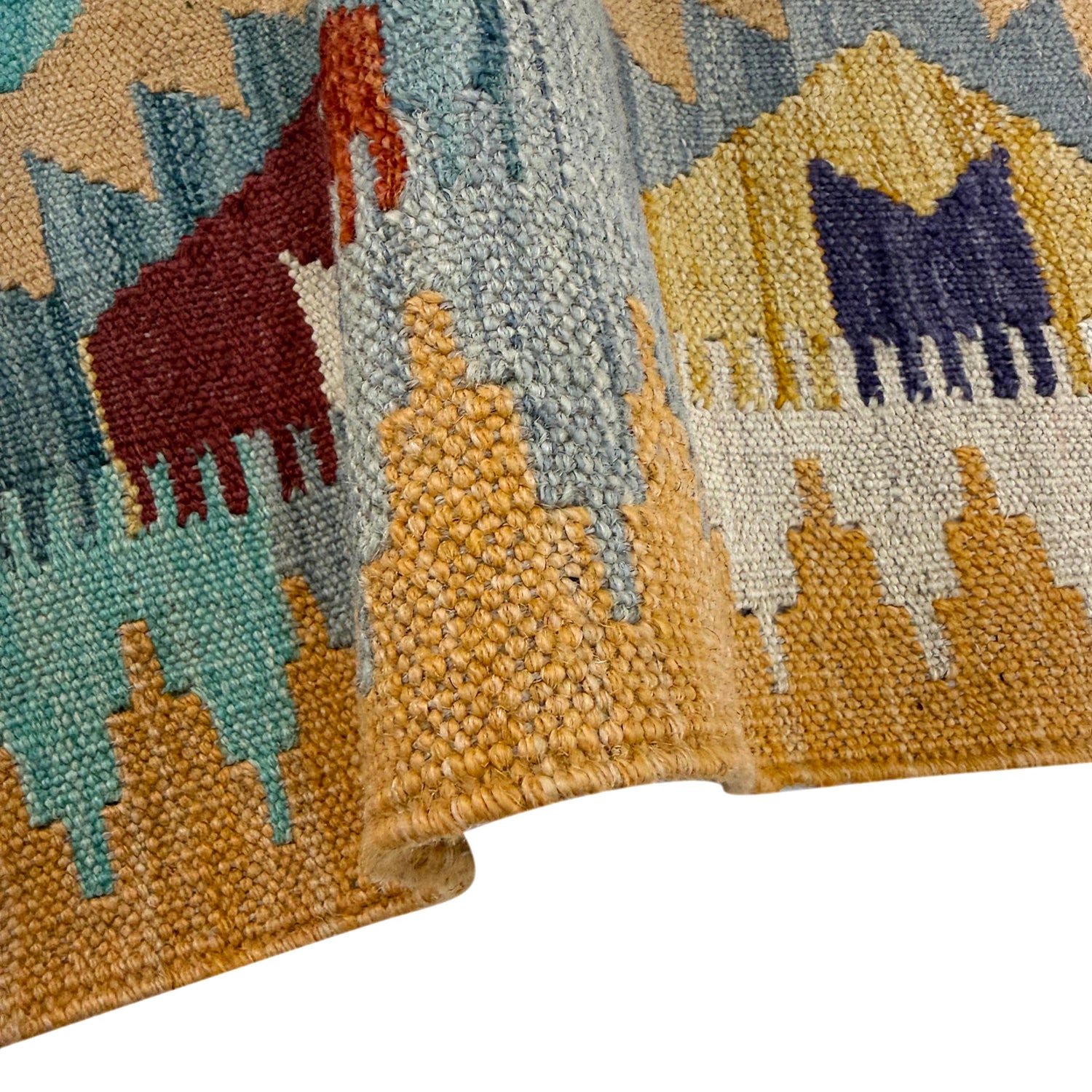 Hand Woven Wool Kelim 2' 10" x 4' 2" ft / 87 x 127 cm - No. Y39377