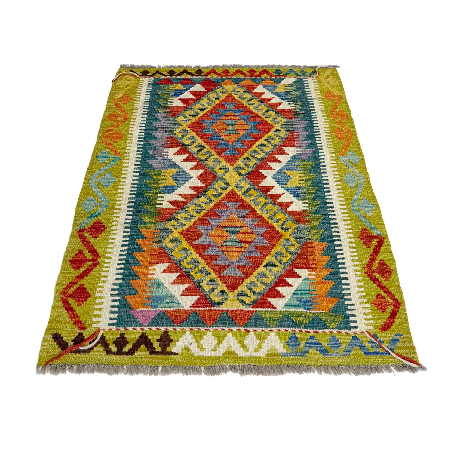 Handmade Turkish Design Wool Kilim 2' 11" x 4' 3" ft / 89 x 129 cm - No. Y39378