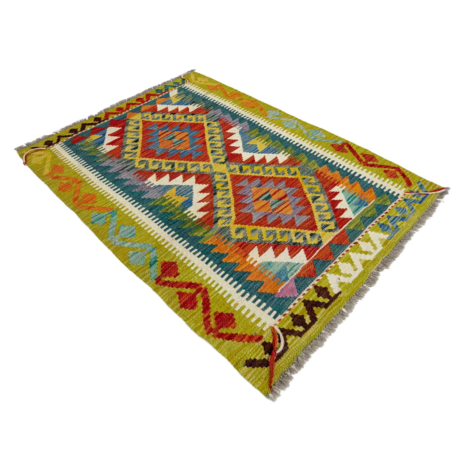 Handmade Turkish Design Wool Kilim 2' 11" x 4' 3" ft / 89 x 129 cm - No. Y39378