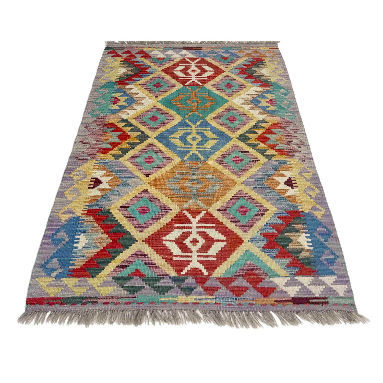 Handmade Turkish Design Wool Kilim 2' 7" x 4' 3" ft / 79 x 129 cm - No. Y39381