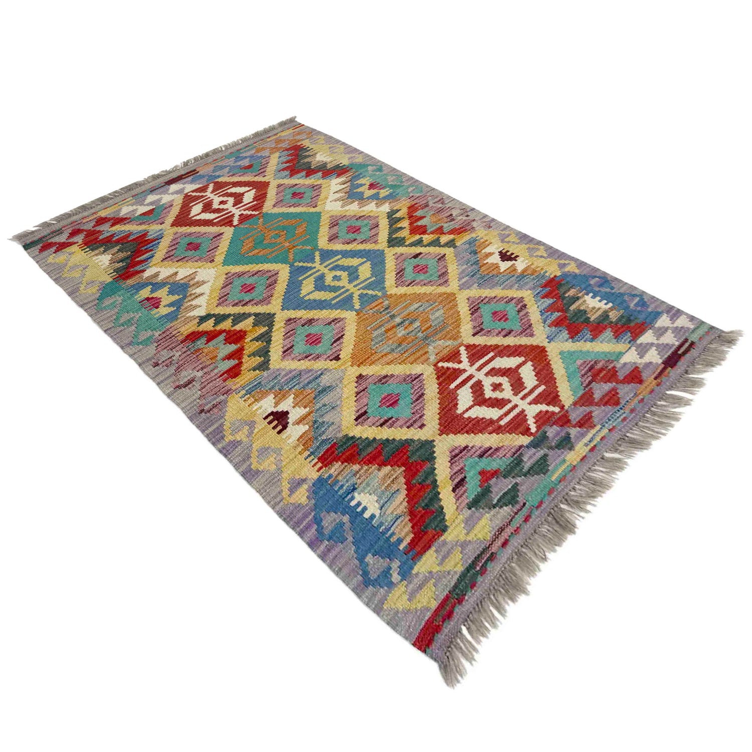 Handmade Turkish Design Wool Kilim 2' 7" x 4' 3" ft / 79 x 129 cm - No. Y39381