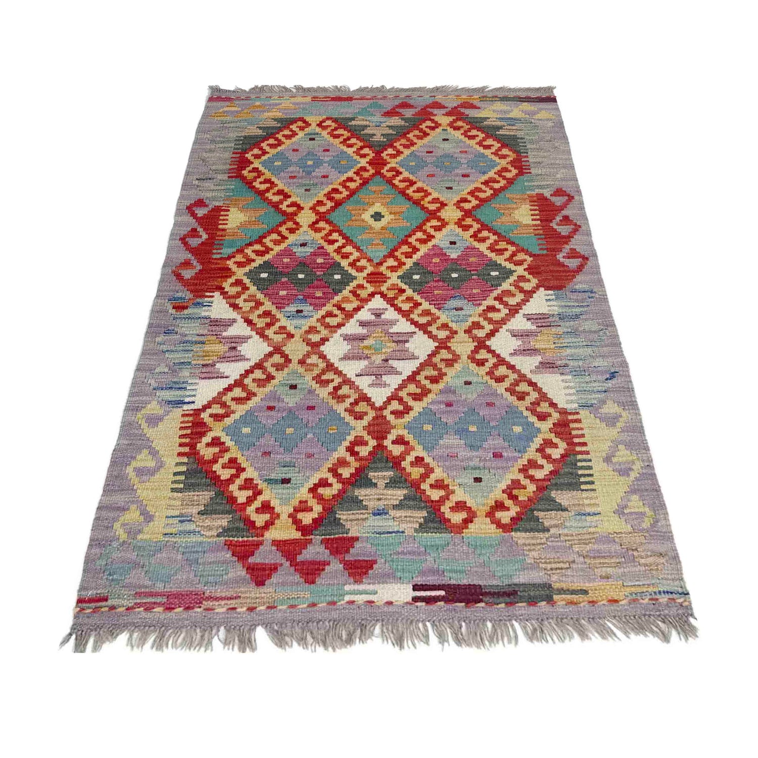 Hand Knotted Flatweave Kilim 2' 7" x 4' 2" ft / 78 x 127 cm - No. Y39385