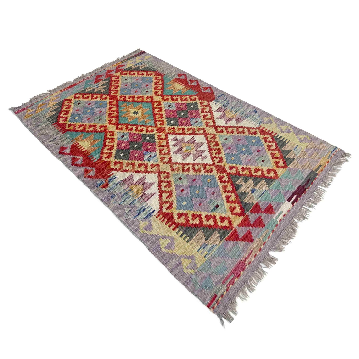 Hand Knotted Flatweave Kilim 2' 7" x 4' 2" ft / 78 x 127 cm - No. Y39385
