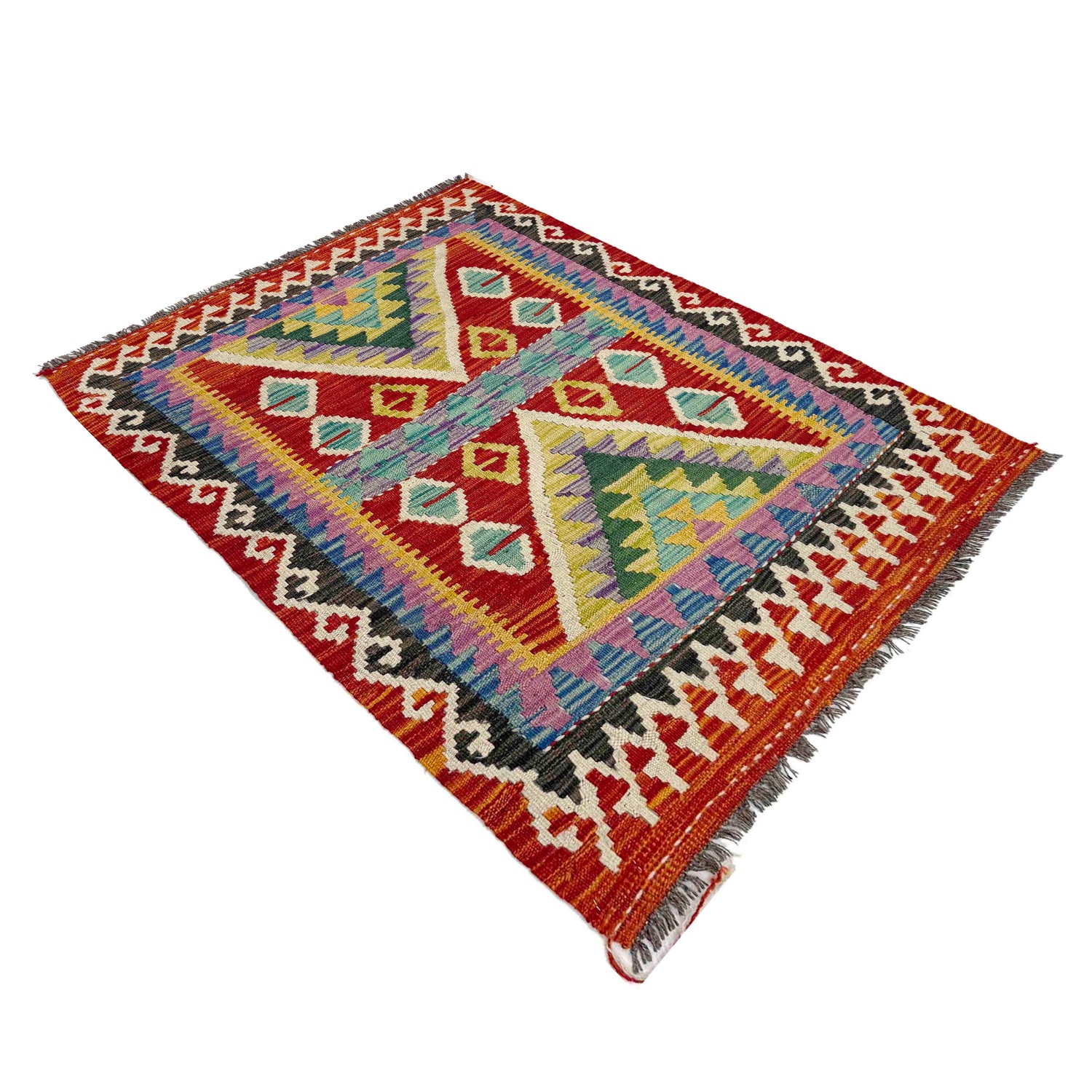 Hand Knotted Flatweave Kilim 2' 9" x 3' 11" ft / 85 x 120 cm - No. Y39386