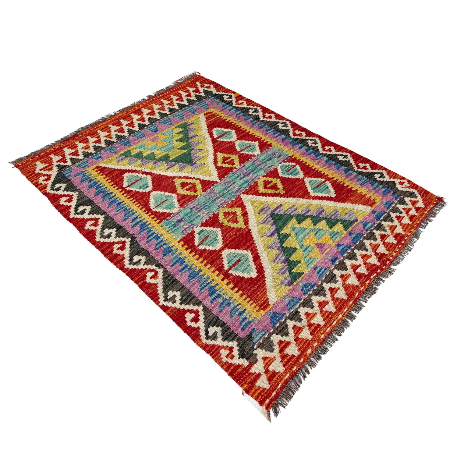 Hand Knotted Flatweave Kilim 2' 9" x 3' 11" ft / 85 x 120 cm - No. Y39386