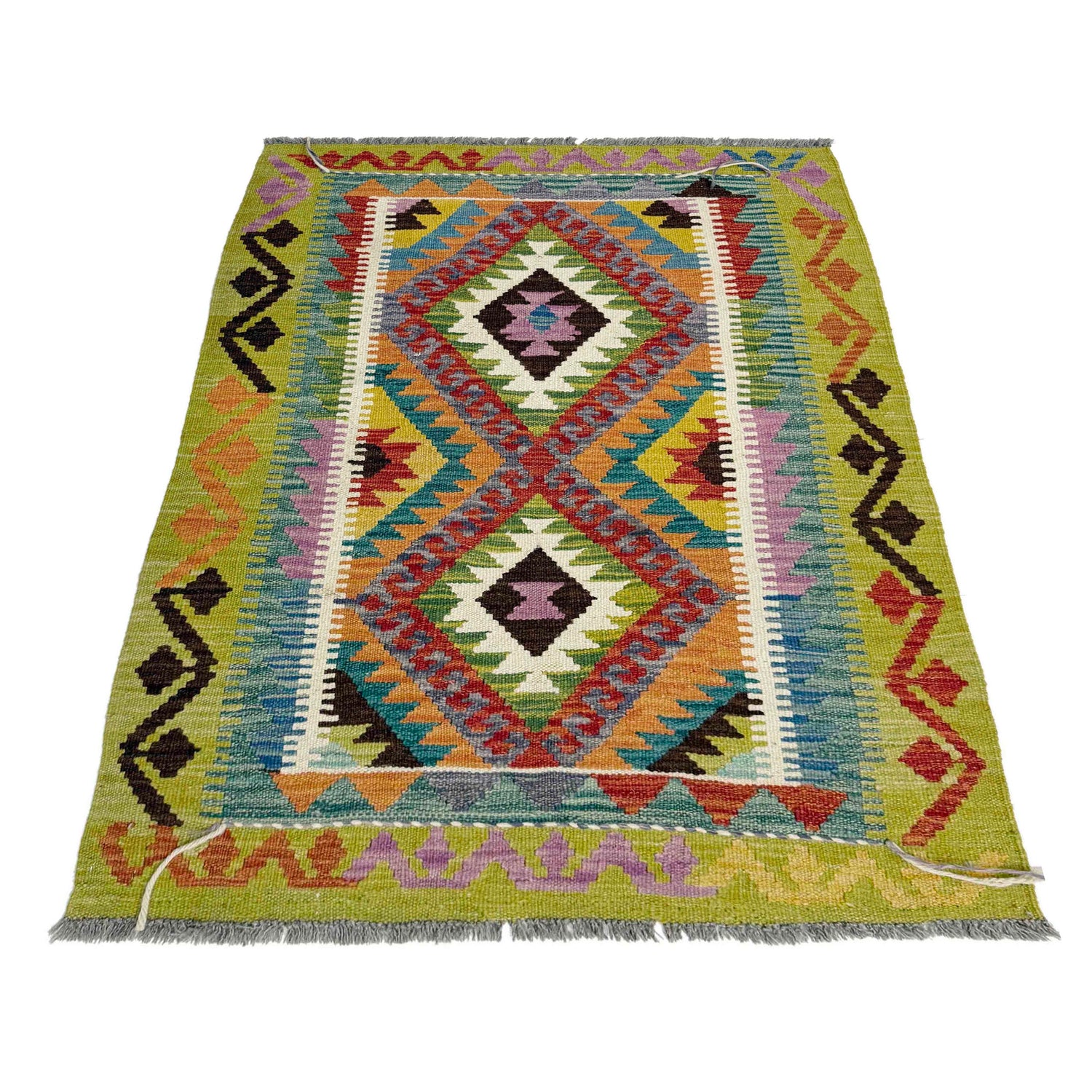 Handmade Afghan Vegetable Kilim 2' 11" x 4' 4" ft / 90 x 133 cm - No. Y39387