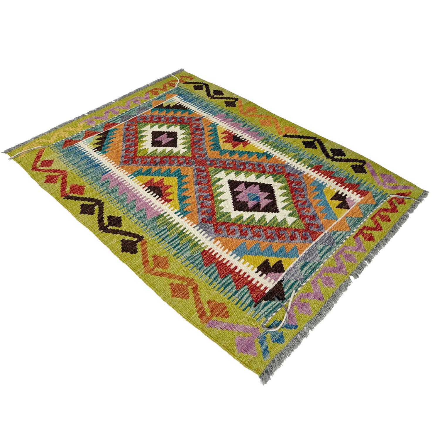 Handmade Afghan Vegetable Kilim 2' 11" x 4' 4" ft / 90 x 133 cm - No. Y39387